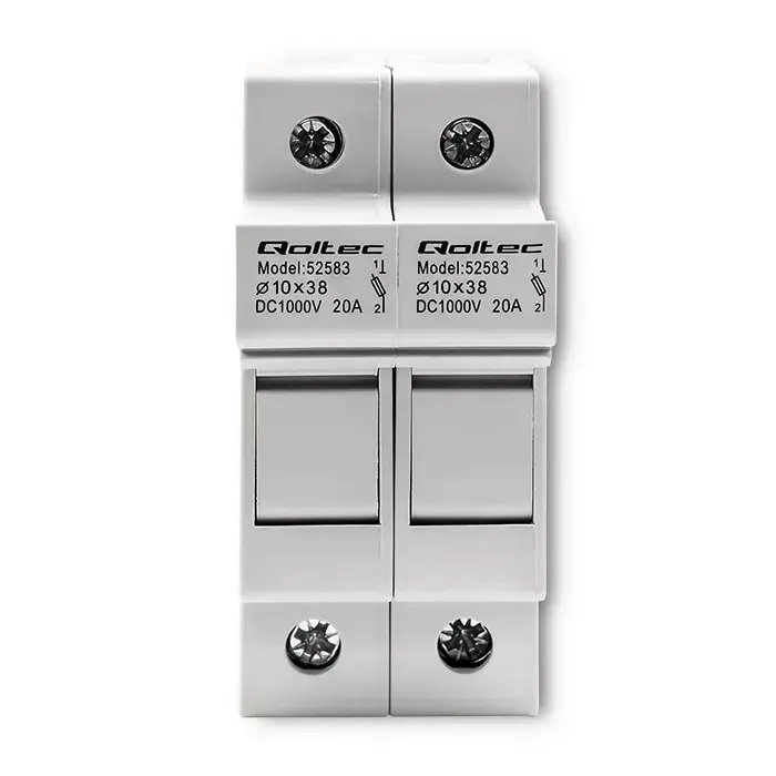 Qoltec Fuse base + DC fuse | 2P|1000V |20A |10x38 |solar