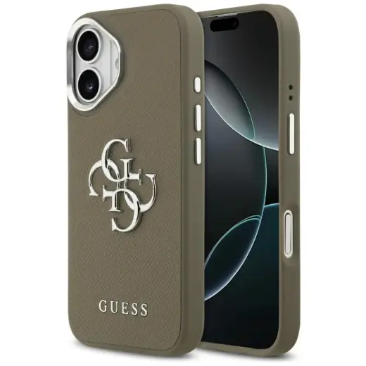 Guess Grained Big 4G Classic Logo telefoniümbris iPhone 17 Pro jaoks, pruun