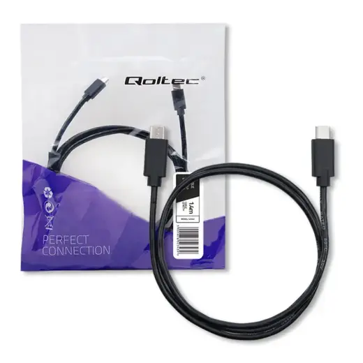 Qoltec duomenų perdavimo ir įkrovimo laidas | USB-C į USB-C | 1.4m | juodas