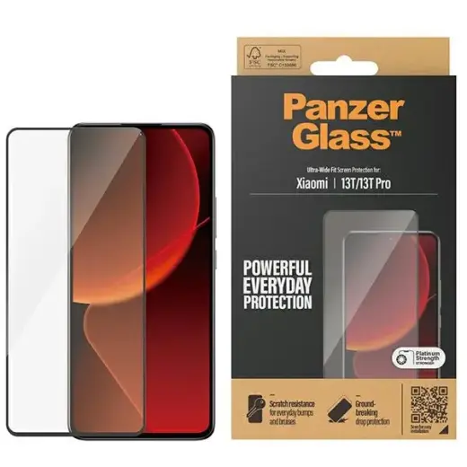 PanzerGlass Ultra-Wide Fit grūdintas stiklas telefonui Xiaomi 13T | Xiaomi 13T Pro, juodas