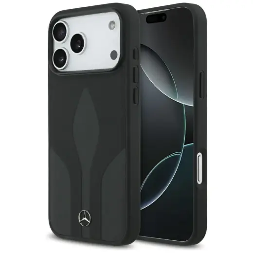 Mercedes Leather The Move maciņš ar MagSafe atbalstu telefonam iPhone 17 Pro Max melns