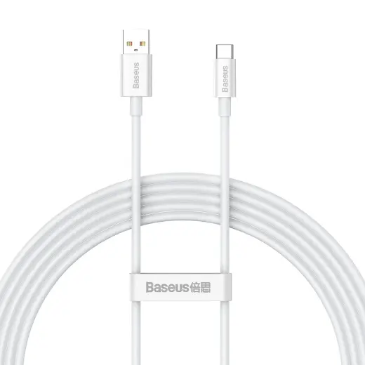Baseus P10320102214-03 data transfer and charging cable | USB-A to USB-C | 100W | 2m | white