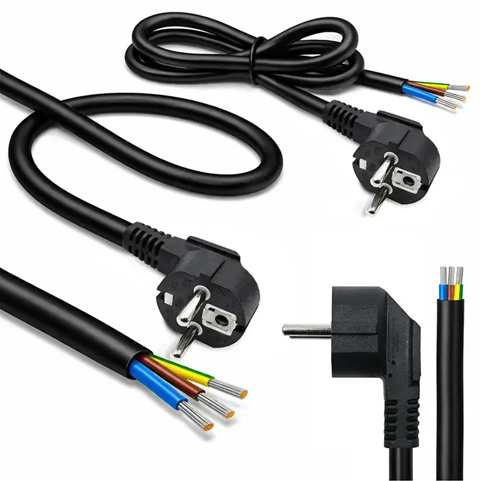 Qoltec Power cord | SCHUKO CEE 7/7 angled plug | Cu copper | stripped and soldered | 3x1.50 mm² | 1.8m