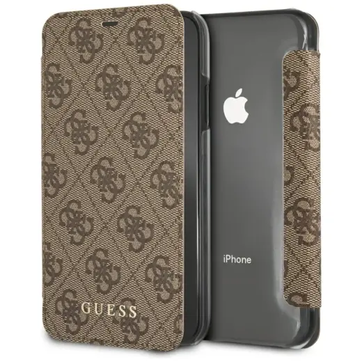 Guess GUFLBKI61GF4GBR iPhone Xr brown |brązowy book 4G Charms Collection