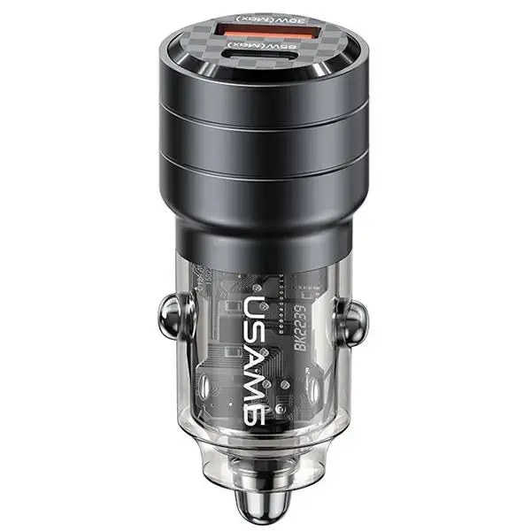 USAMS C36 CC176 automašīnas lādētājs | 95W | USB-C, USB-A | melns