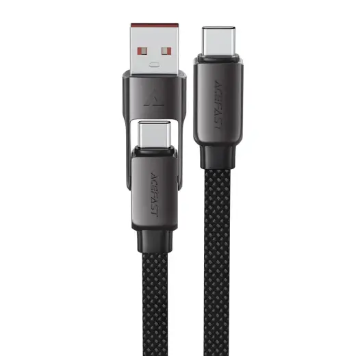 Acefast C13-05 2-in-1 datu pārraides un uzlādes vads | USB-C uz USB-A, USB-C | 15W | 0.2m | melns