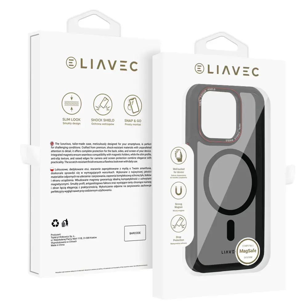Liavec Hybrid Smoke Magsafe Case for Iphone 16 Pro