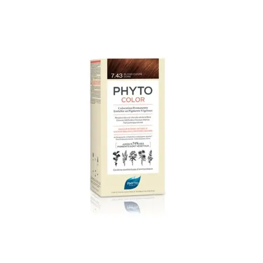 Phyto, Color Kit Coloration, Permanent Hair Dye, 7.43 Copper, 50 ml