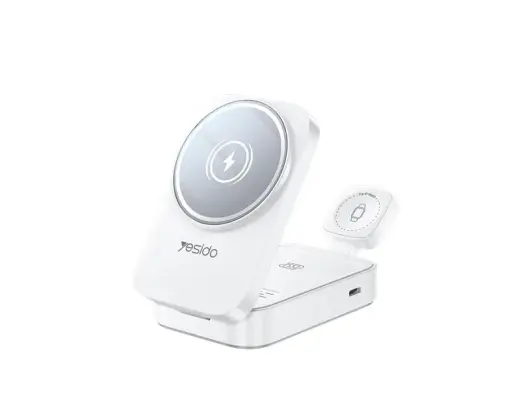 YESIDO INDUCTIVE CHARGER DS27 15W (STAND) 3IN1 FOR APPLE WATCH WHITE