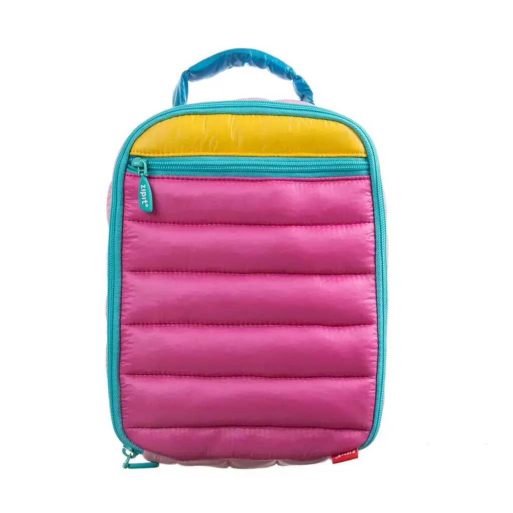 Pusdienu soma ZIPIT Puffer Lunch Bag, ar ledus paciņu, rozā krāsā