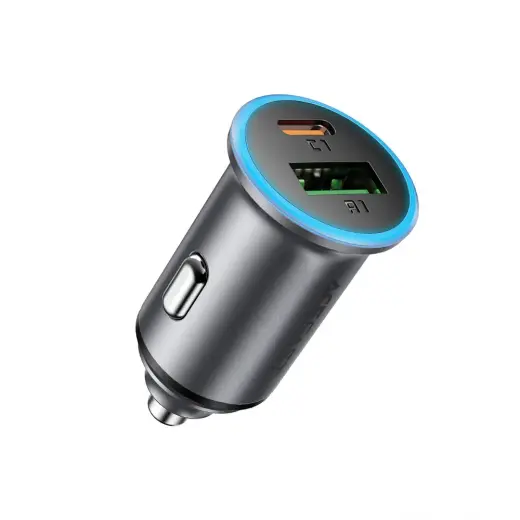 Acefast B15 auto lādētājs | 65W | PD, QC | USB-A, USB-C | pelēks