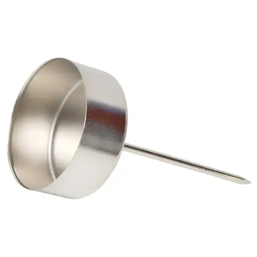 Candle holder tea candle D4x 9cm with pin, 4pcs silver
