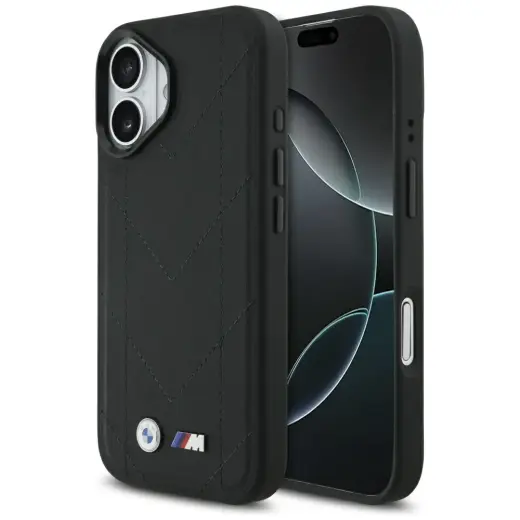 BMW M Quilted Logo telefoniümbris MagSafe toega, mudelile iPhone 17, must