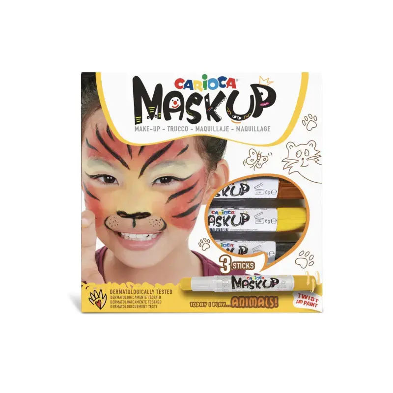 Sejas krāsas CARIOCA Mask Up Animals, 3 krāsas