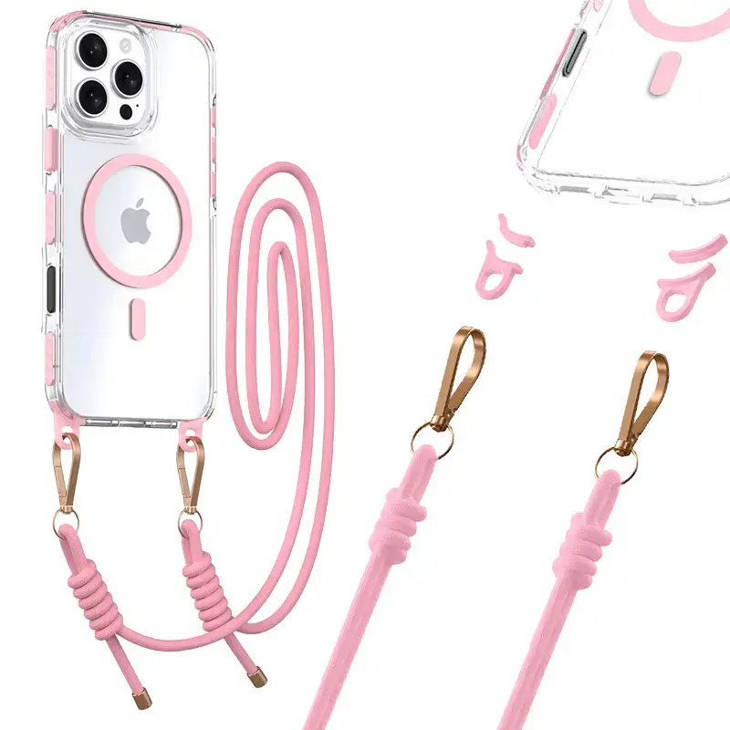 Tel Protect Strap Clear maciņš telefonam iPhone 15 Pro rozā