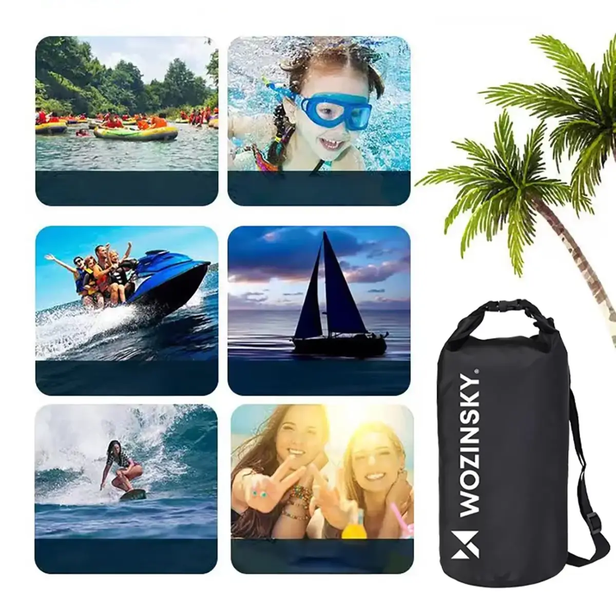 Wozinsky WWK-30 waterproof bag for 30l sup kayak - black