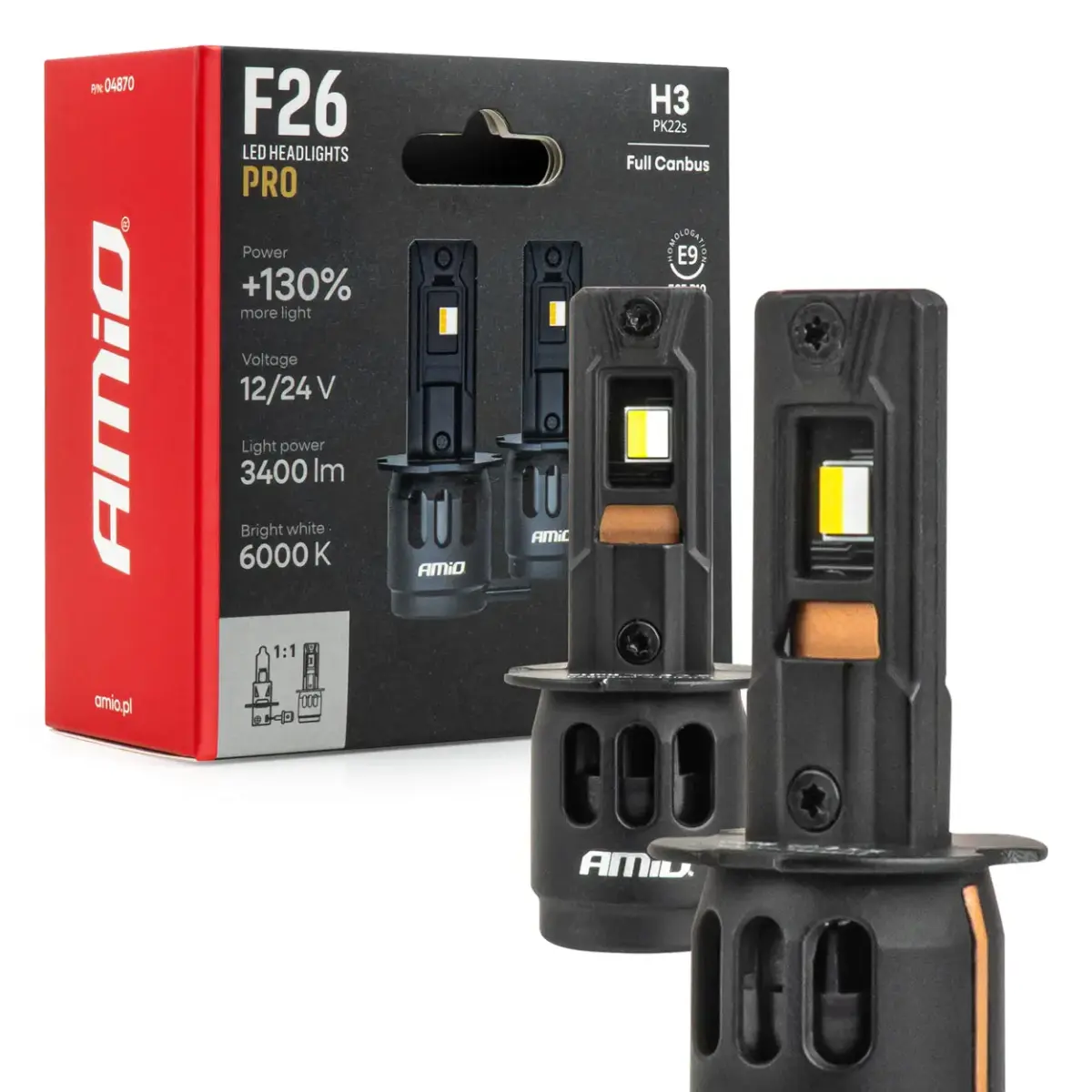 LED Headlights Series F26 PRO LumiTec LIMITED +130% DUO FULL CANBUS H3 12V 24V AMIO-04870