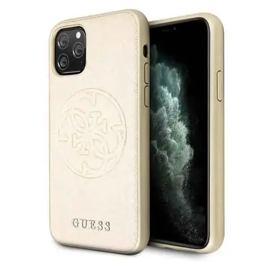 Guess GUHCN58RSSASGO iPhone 11 Pro złoty|gold hard case Saffiano 4G Circle Logo