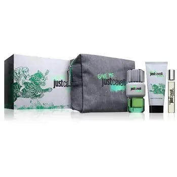 Cavalli Roberto Just Cavalli Give Me Magic Dárková sada EDT 90 ml, sprchový gel 100 ml, miniaturka EDT 15 ml a kosmetická taška 90ml