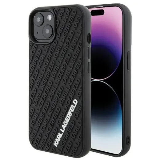 Karl Lagerfeld KLHCP15S3DMKRLK 3D Rubber Multi Logo чехол для телефона iPhone 15 чёрный