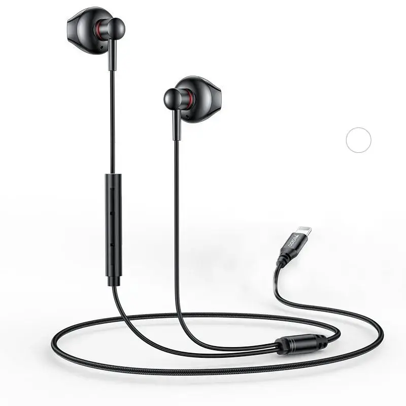 YESIDO EAR PHONES YH48 LIGHTNING 120CM BLACK