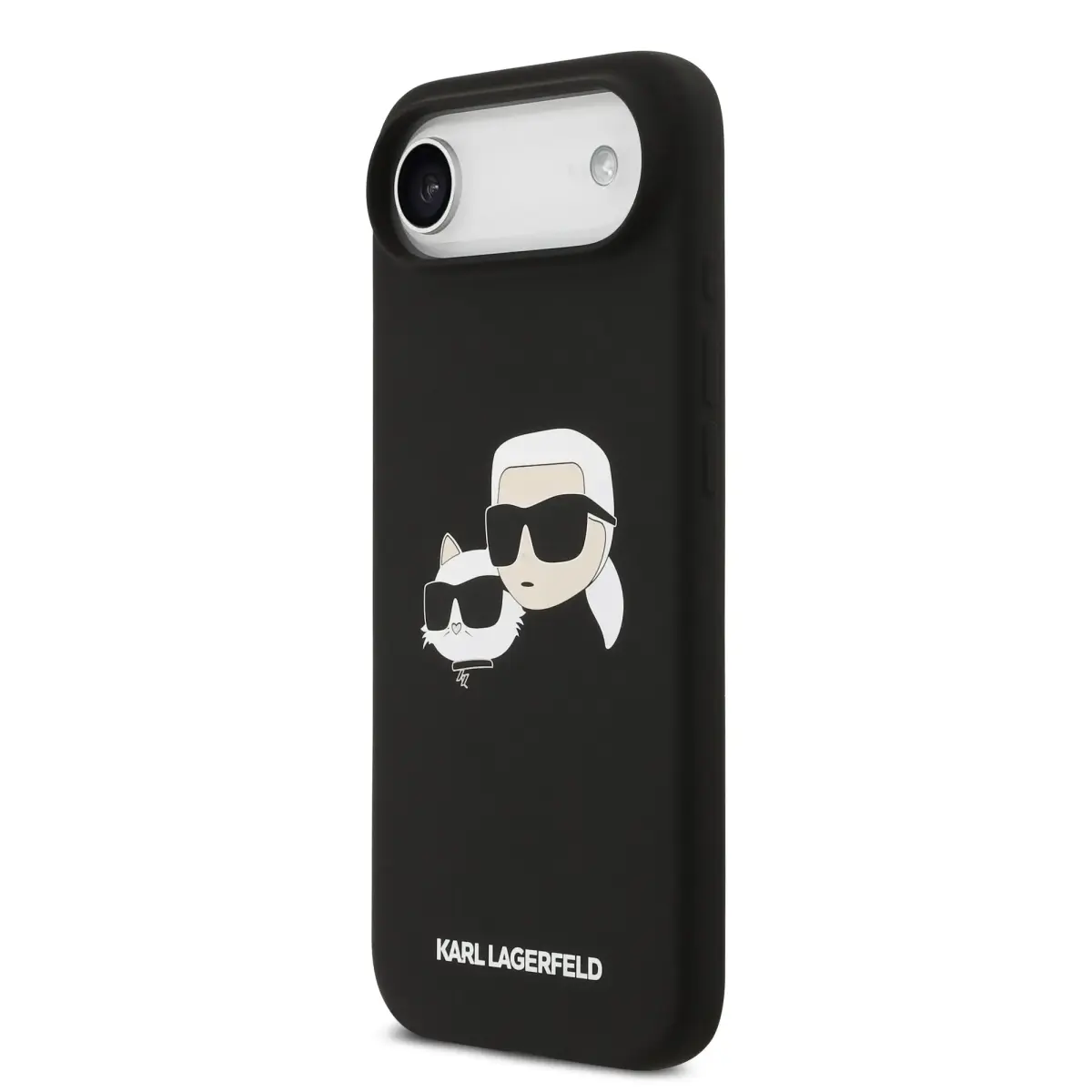 Karl Lagerfeld Liquid Silicone Double Heads maciņš ar MagSafe atbalstu telefonam iPhone 17 Air melns