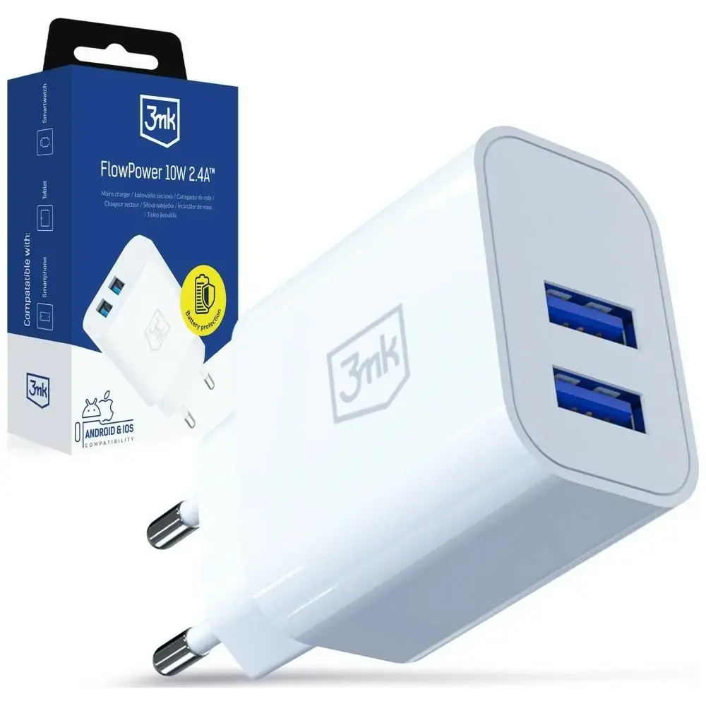 3MK FlowPower tīkla lādētājs | 10W | USB-A | balts