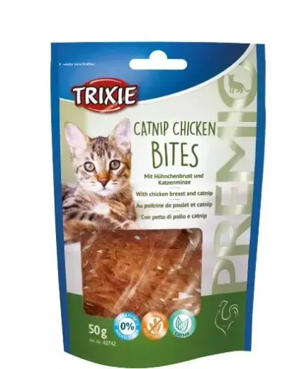 Gardumi kaķiem : Trixie Premio Catnip Chicken Bites, 50 g