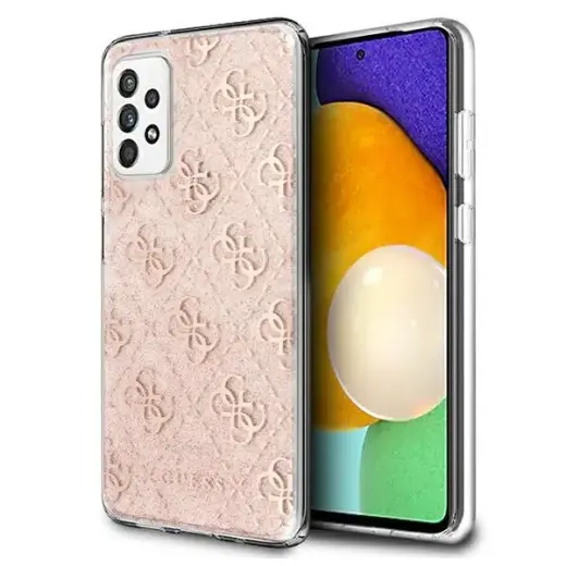GUHCA52PCU4GLPI Guess PC|TPU 4G Peony Glitter Case for Samsung Galaxy A52|A52 5G|A52s 5G Pink