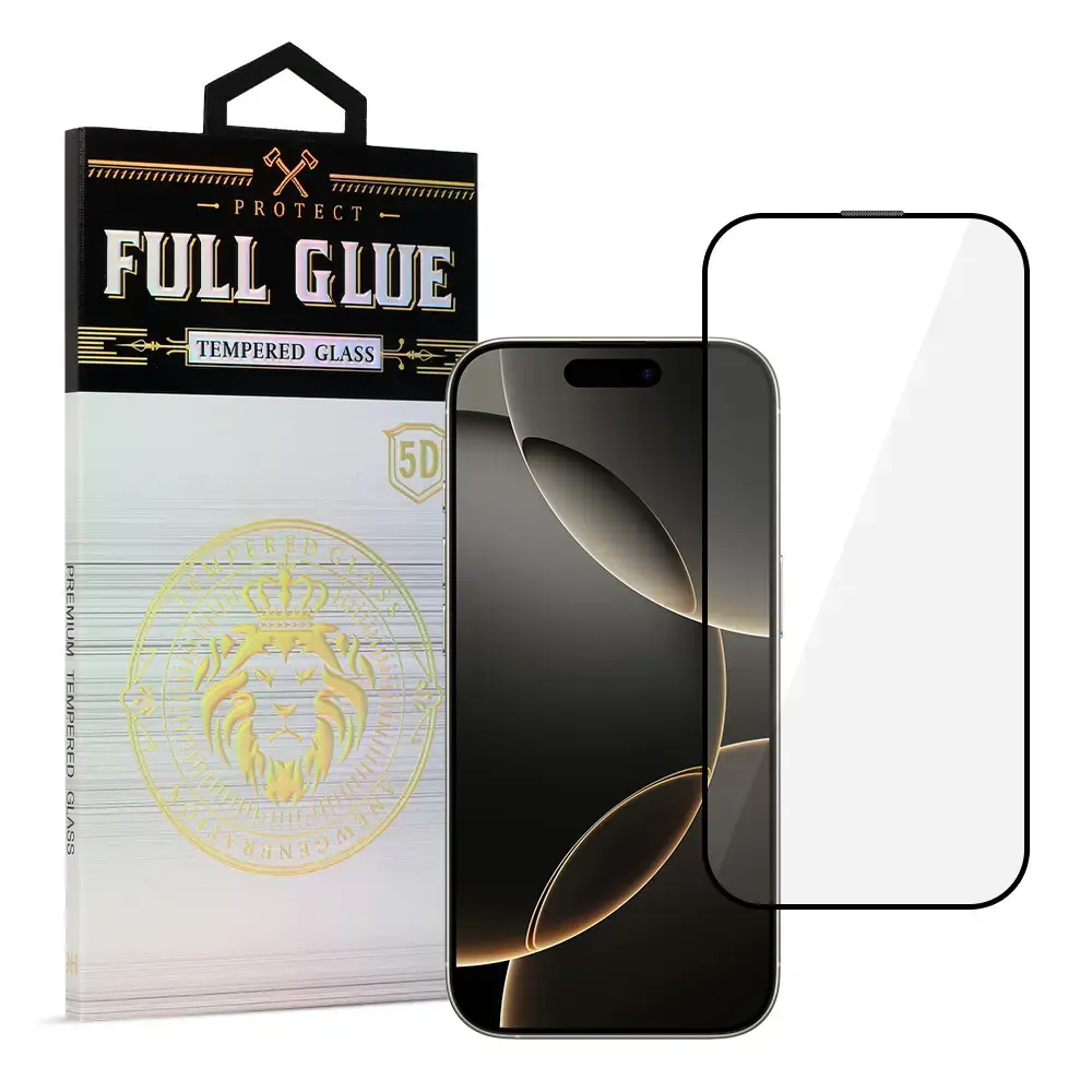 Tempered Glass HARD Full Glue 5D for IPHONE 16 PRO/17 BLACK