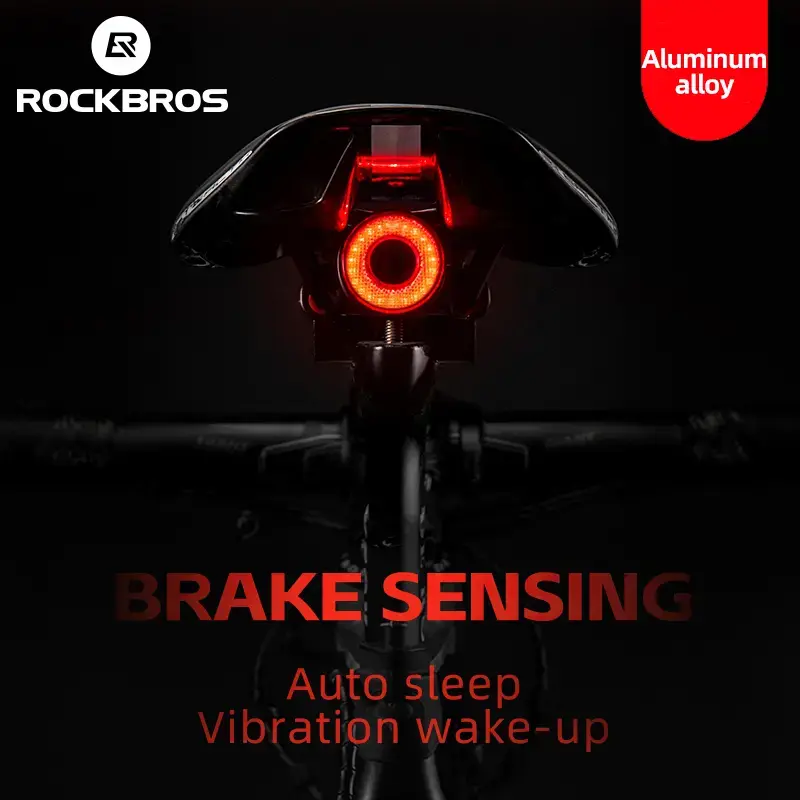 Rockbros Q5 Rear Bike Light with Intelligent Stop System - Black