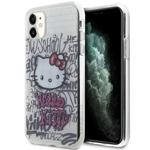 Hello Kitty HKHCN61HDGPHT IML Kitty On Bricks Graffiti telefoni ümbris iPhone 11 | iPhone XR valge