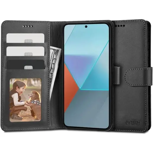 Tech-Protect Wallet book type phone case for Redmi Note 13 4G black
