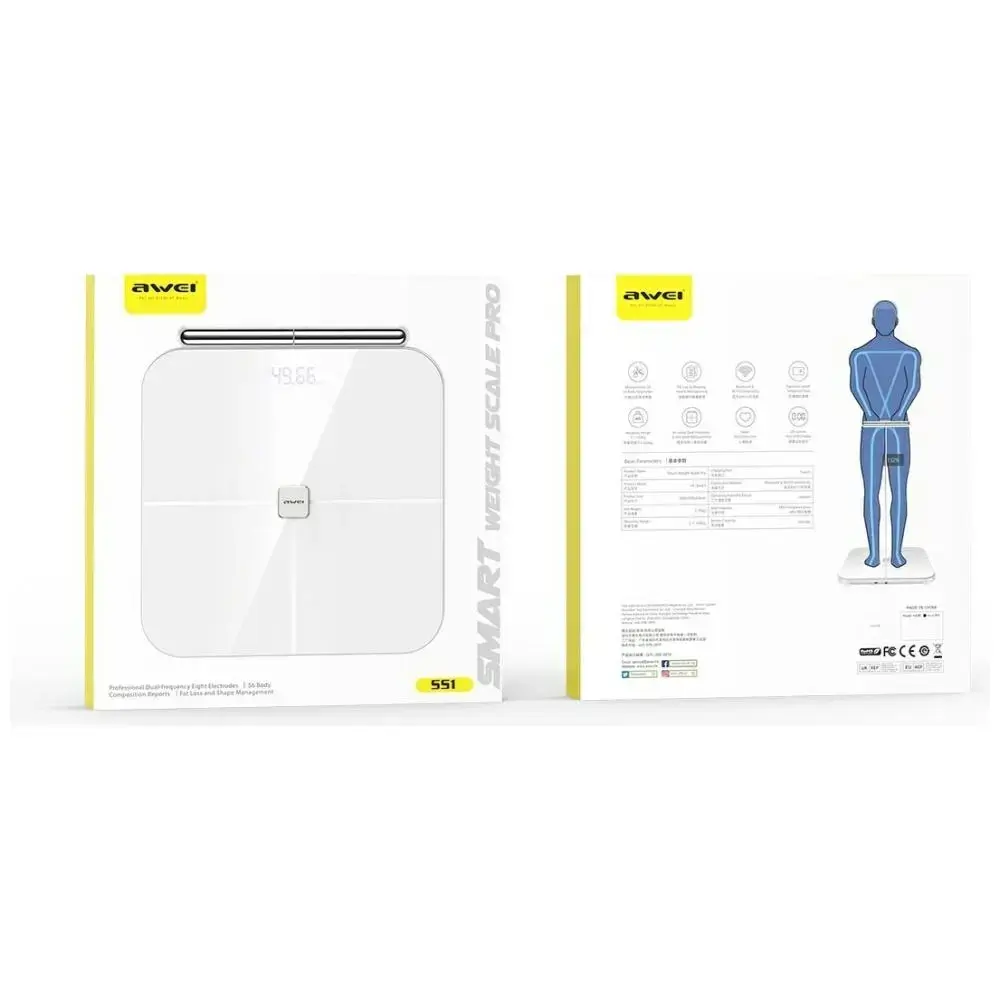 AWEI SS1 Multifunctional Body Scale Bluetooth 5.0 500mAh White