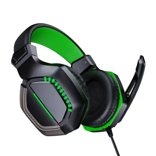 Joyroom Gaming 3.5mm mini jack with remote control and microphone for players black (JR-HG1 green)