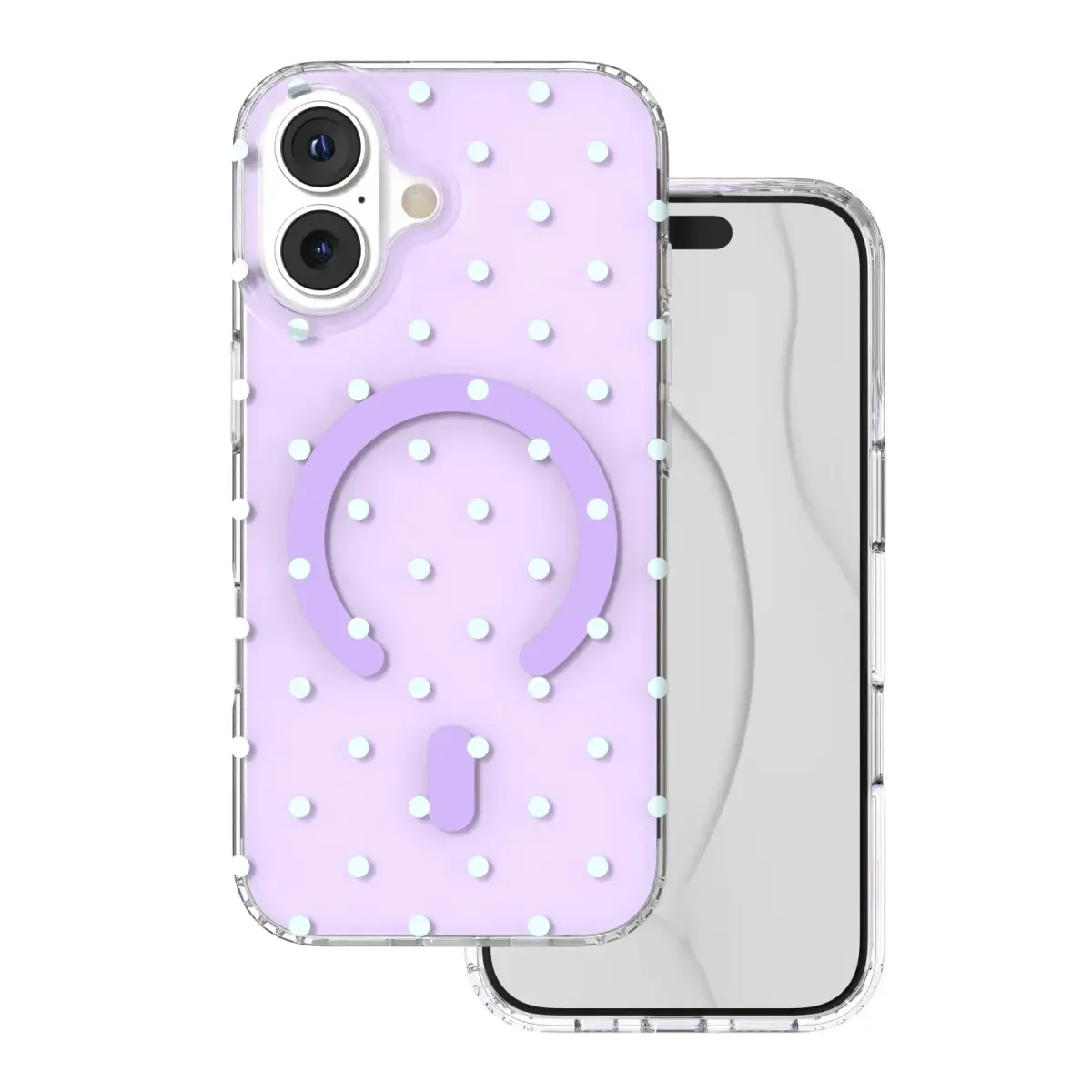 Bubble Dots Mag maciņš ar MagSafe atbalstu telefonam iPhone 17 violets