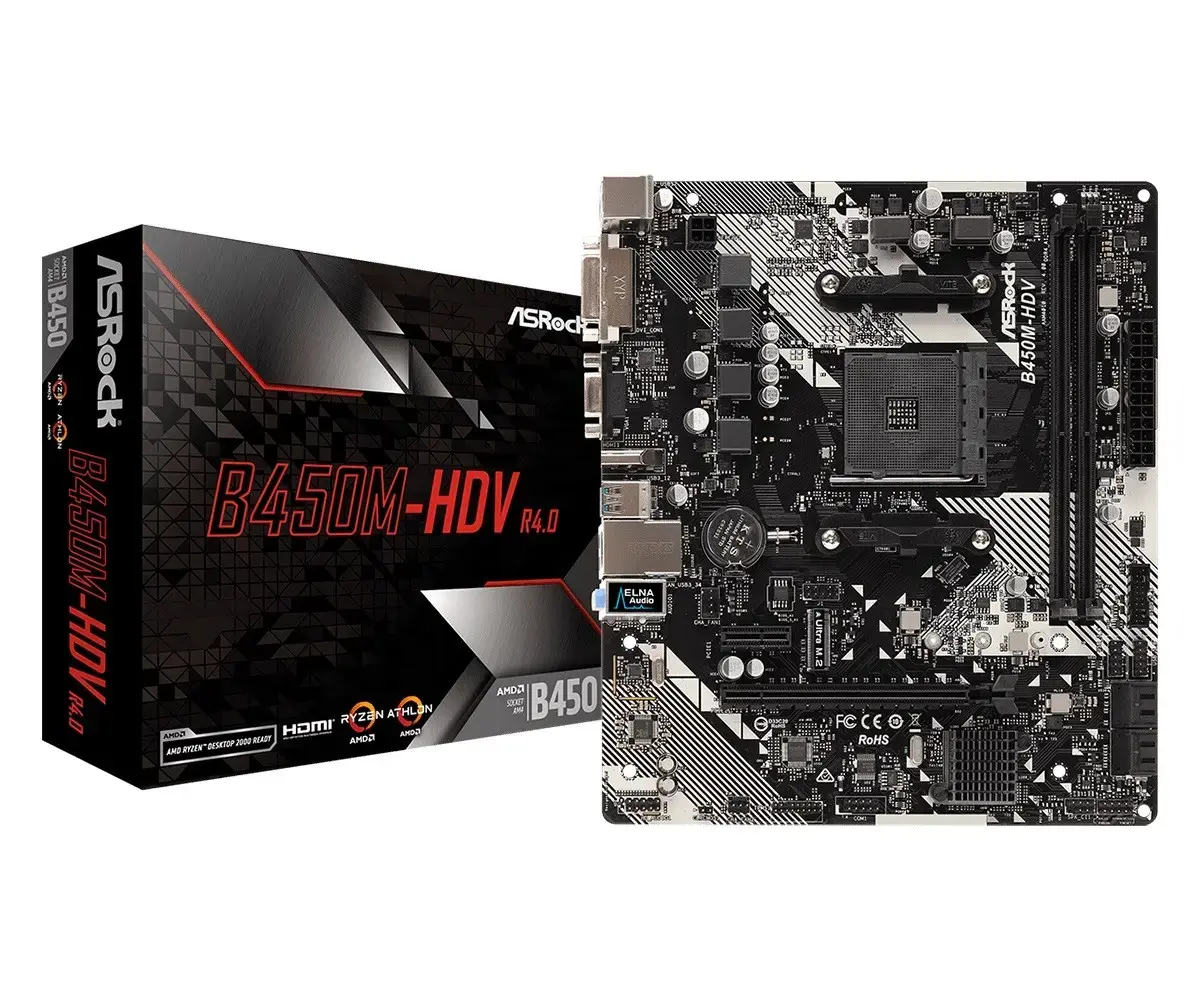 ASRock Mainboard B450M-HDV R4.0 - micro ATX - Socket AM4 - AMD B450