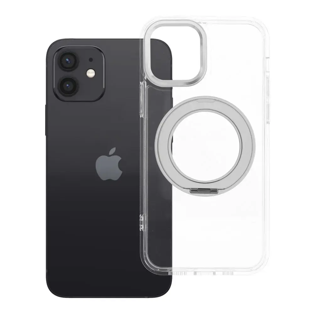 Case for iPhone 12 Frame Circle Stand compatible with MagSafe transparent