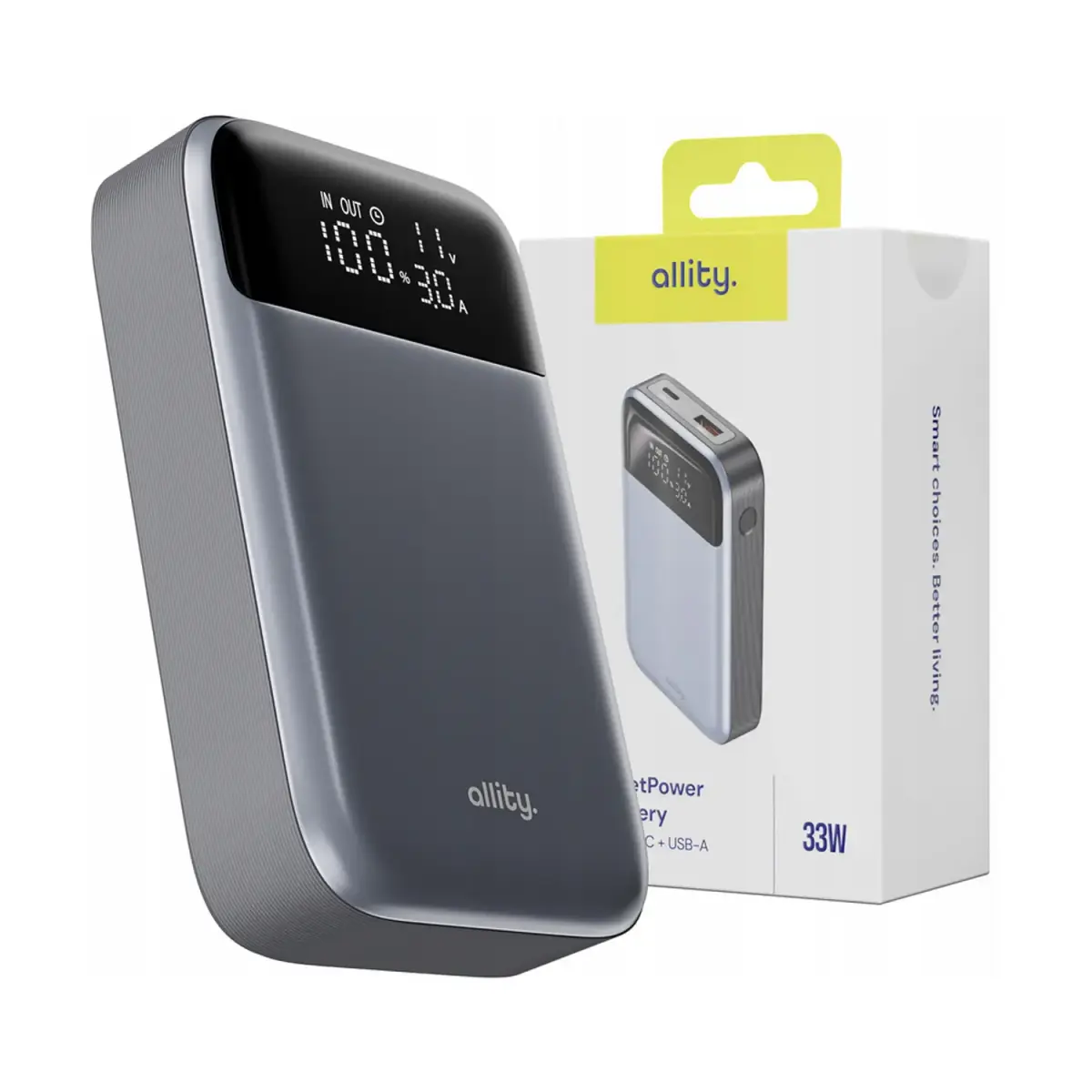 Allity power bank APB-200 PD QC 33W 10000 mAh gray