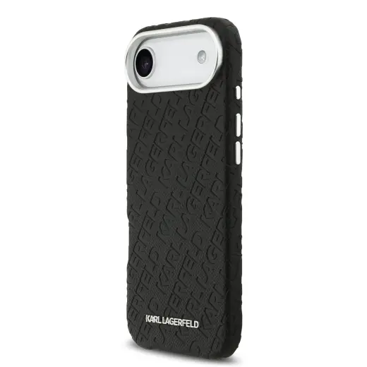 Karl Lagerfeld Grained PU Repeated Logo MagSafe чехол с поддержкой MagSafe для телефона Apple iPhone 17 Air черный