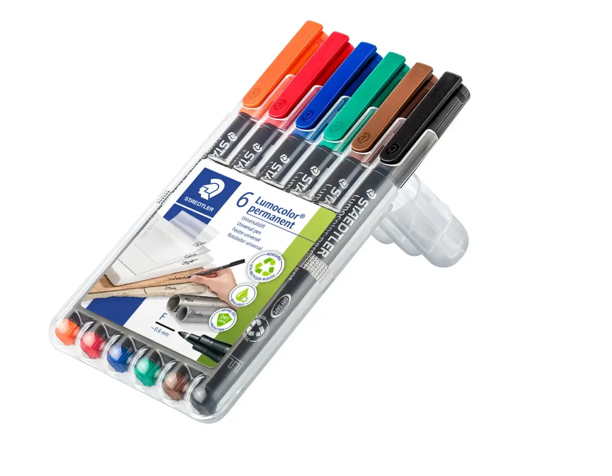 Noturīgais marķieris STAEDTLER kodoskopa plēvēm OHP 318F, 0.6mm, 6 krāsu komplekts