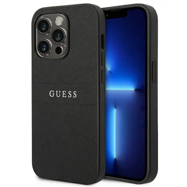Guess PU Leather Saffiano Case for iPhone 14 Pro Max Black