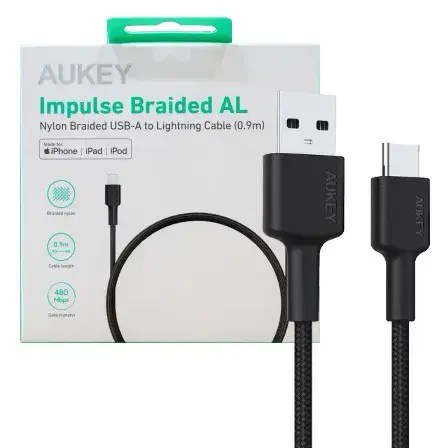 AUKEY CB-CD30 Nylon cab le USB C - USB A 0.9m 3