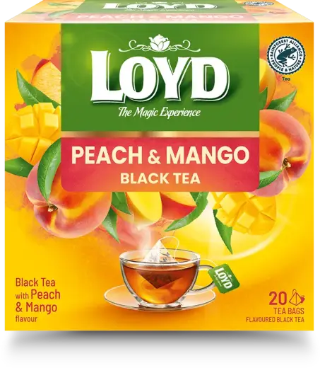 Aromatizēta melnā tēja LOYD ar mango un persiku garšu 20x1,8g (maisiņos)