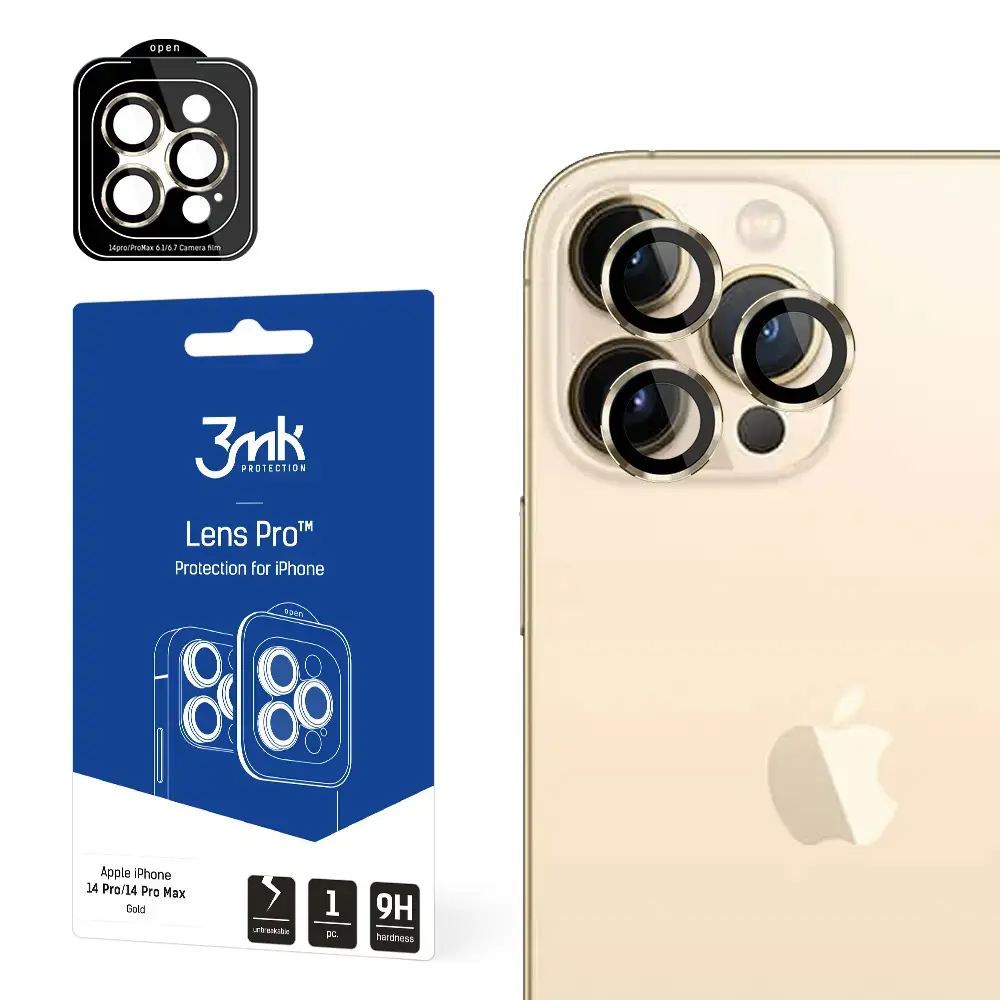 Apple iPhone 14 Pro|14 Pro Max - 3mk Lens Protection Pro Gold screen protector