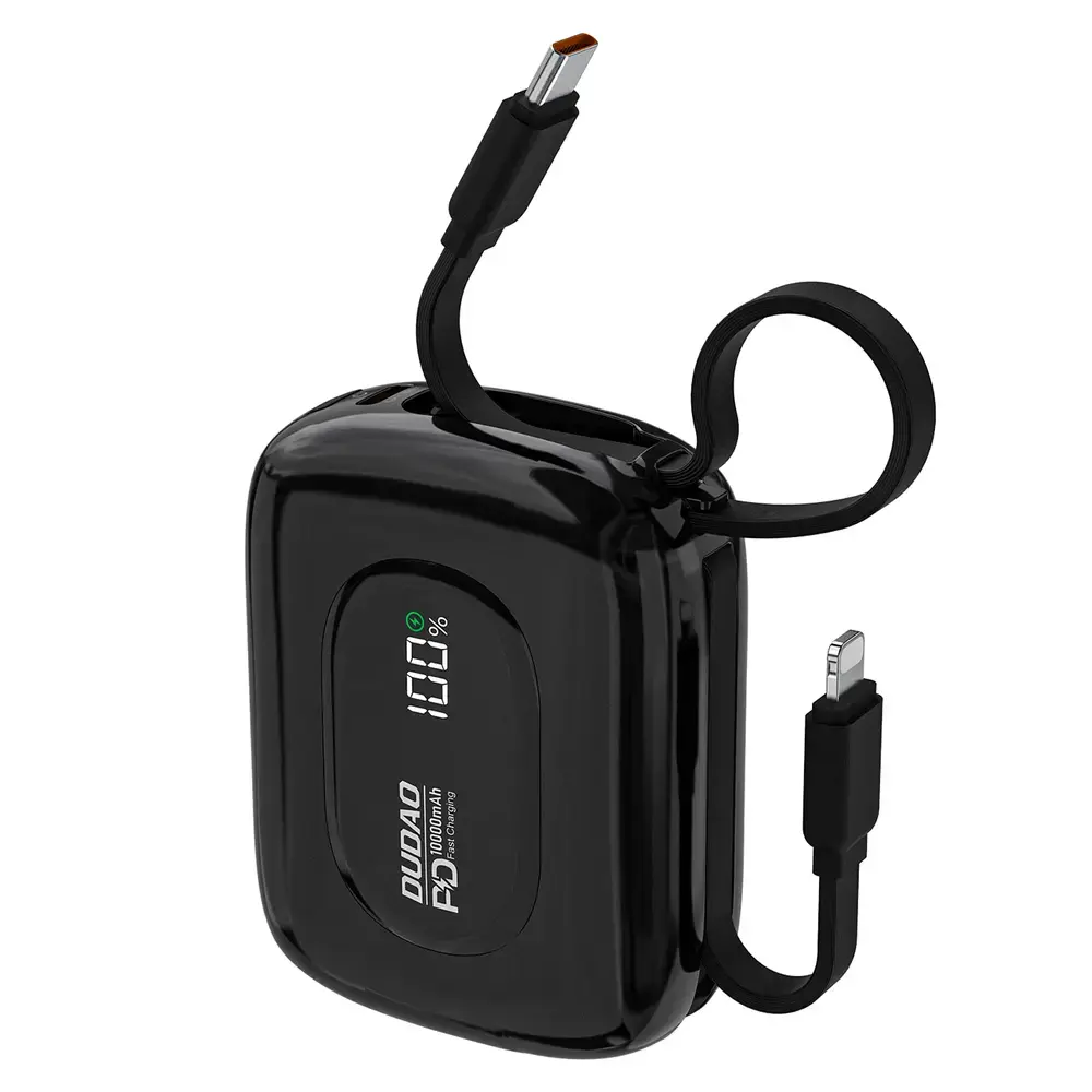 Dudao K32 Powerbank 22.5W 10000 mAh with Built-in USB-C| Lightning Cable - Black