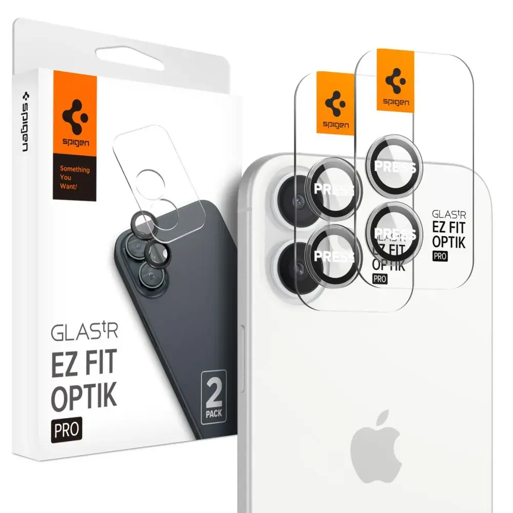 SPIGEN OPTIK PRO GLAS.TR "EZ FIT" KAMERAS AIZSARGS 2-PACK IPHONE 16 | 16 PLUS CRYSTAL CLEAR