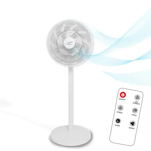 Standing Fan WT112 45W 12" digital display, remote, oscillation, white