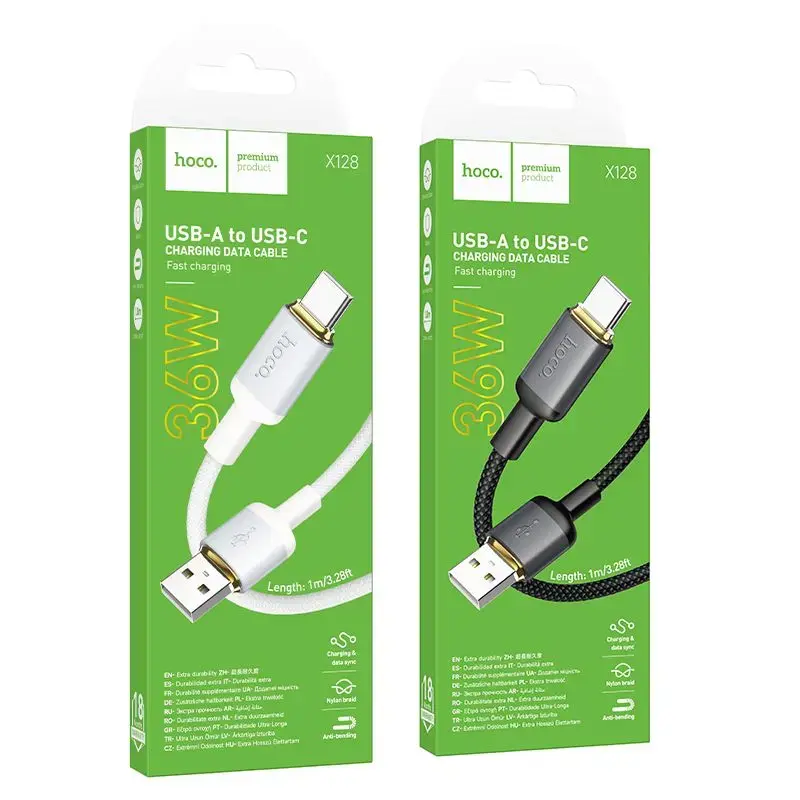 Cable USB A to USB C Hoco 3A 1 m X128 Benefit black