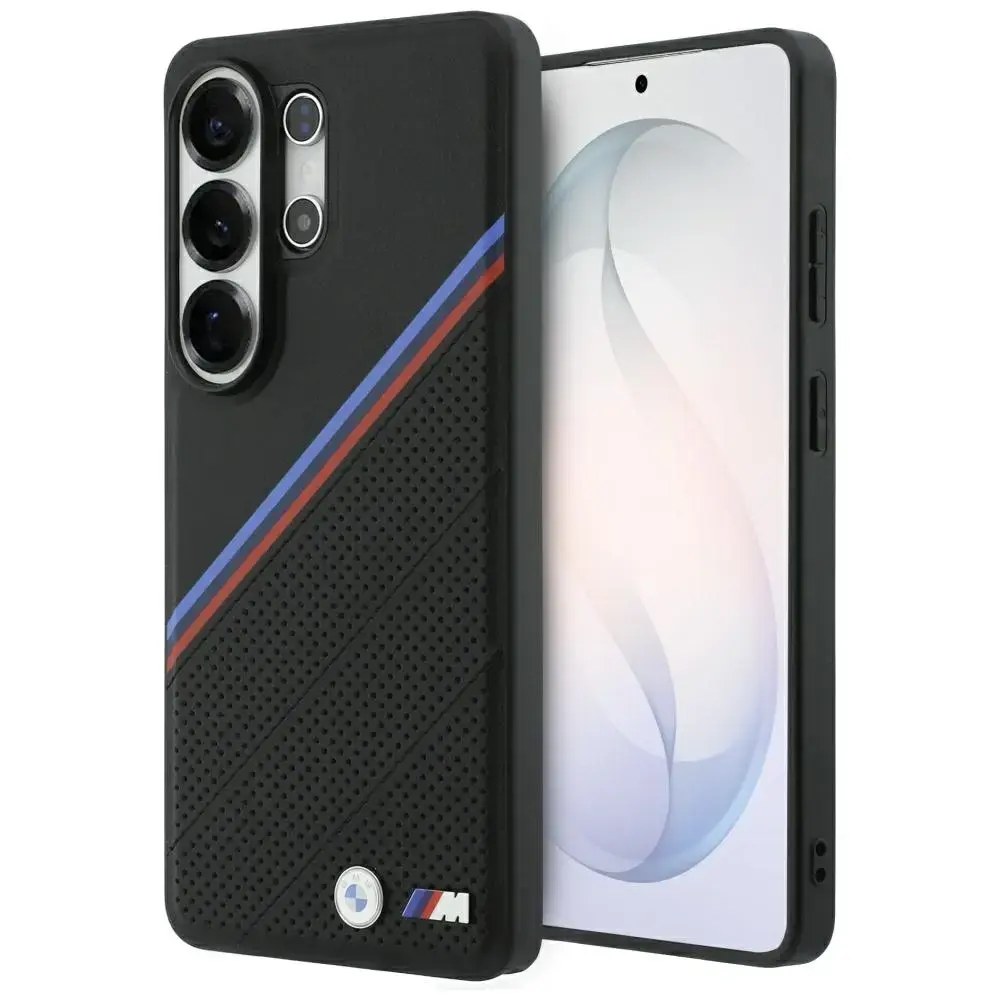 BMW Tricolor Metal Logo maciņš ar MagSafe atbalstu telefonam Samsung Galaxy S26 Ultra (S948) melns